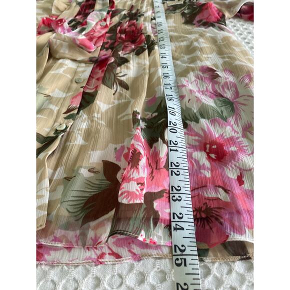 Ranna Gill Small‎ Floral Eden Romantic Ruffle Sequin Beaded Flowy Blouse - Picture 9 of 13